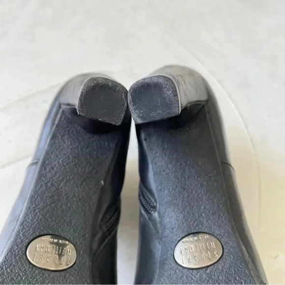 Stuart Weitzman Black Leather Back Zip Ankle Boots Booties Size 5.5M - Picture 9 of 11
